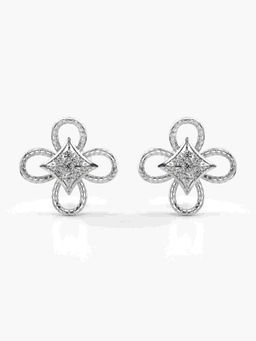 Valanova - Sterling Silver Plated with White Gold and Certified Lab Grown Diamond 0.18 Cts Earrings