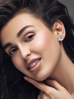 Valanova - Sterling Silver Plated with White Gold and Certified Lab Grown Diamond 0.38 Cts Earrings