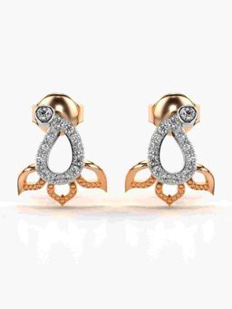 Valanova - Sterling Silver Plated with Rose Gold and Certified Lab Grown Diamond 0.20 Cts Earrings