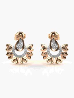 Valanova - Sterling Silver Plated with Rose Gold and Certified Lab Grown Diamond 0.21 Cts Earrings