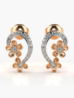 Valanova - Sterling Silver Plated with Rose Gold and Certified Lab Grown Diamond 0.23 Cts Earrings
