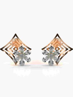 Valanova - Sterling Silver Plated with Rose Gold and Certified Lab Grown Diamond 0.30 Cts Earrings