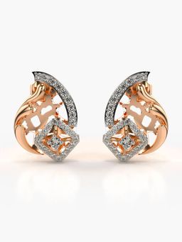 Valanova - Sterling Silver Plated with Rose Gold and Certified Lab Grown Diamond 0.51 Cts Earrings