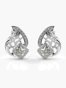 Valanova - Sterling Silver Plated with White Gold and Certified Lab Grown Diamond 0.51 Cts Earrings