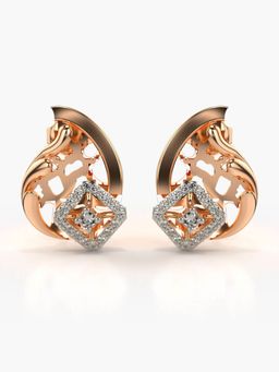 Valanova - Sterling Silver Plated with Rose Gold and Certified Lab Grown Diamond 0.30 Cts Earrings