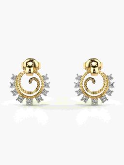 Valanova - Sterling Silver Plated with Yellow Gold and Certified Lab Grown Diamond 0.21 Cts Earrings