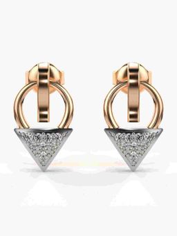 Valanova - Sterling Silver Plated with Rose Gold and Certified Lab Grown Diamond 0.15 Cts Earrings