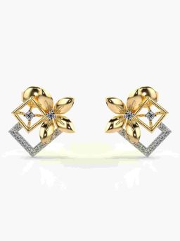 Valanova - Sterling Silver Plated with Yellow Gold and Certified Lab Grown Diamond 0.30 Cts Earrings