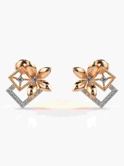 Valanova - Sterling Silver Plated with Rose Gold and Certified Lab Grown Diamond 0.30 Cts Earrings