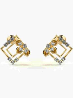 Valanova - Sterling Silver Plated with Yellow Gold and Certified Lab Grown Diamond 0.27 Cts Earrings