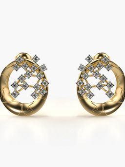 Valanova - Sterling Silver Plated with Yellow Gold and Certified Lab Grown Diamond 0.61 Cts Earrings