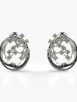 Valanova - Sterling Silver Plated with White Gold and Certified Lab Grown Diamond 0.61 Cts Earrings