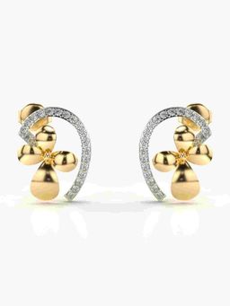Valanova - Sterling Silver Plated with Yellow Gold and Certified Lab Grown Diamond 0.38 Cts Earrings