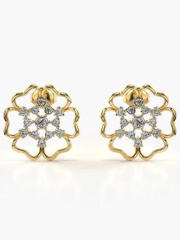 Valanova - Sterling Silver Plated with Yellow Gold and Certified Lab Grown Diamond 0.39 Cts Earrings