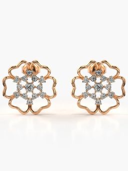Valanova - Sterling Silver Plated with Rose Gold and Certified Lab Grown Diamond 0.39 Cts Earrings