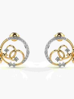 Valanova - Sterling Silver Plated with Yellow Gold and Certified Lab Grown Diamond 0.46 Cts Earrings