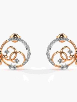 Valanova - Sterling Silver Plated with Rose Gold and Certified Lab Grown Diamond 0.46 Cts Earrings