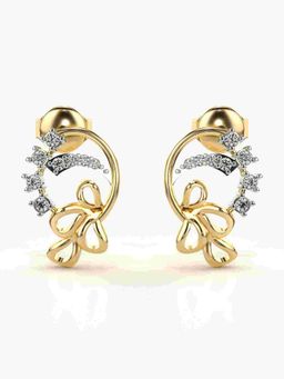 Valanova - Sterling Silver Plated with Yellow Gold and Certified Lab Grown Diamond 0.15 Cts Earrings