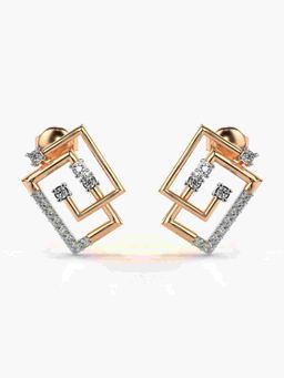 Valanova - Sterling Silver Plated with Rose Gold and Certified Lab Grown Diamond 0.26 Cts Earrings