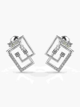 Valanova - Sterling Silver Plated with White Gold and Certified Lab Grown Diamond 0.26 Cts Earrings
