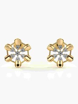 Valanova - Sterling Silver Plated with Yellow Gold and Certified Lab Grown Diamond 0.27 Cts Earrings