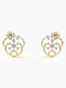 Valanova - Sterling Silver Plated with Yellow Gold and Certified Lab Grown Diamond 0.33 Cts Earrings