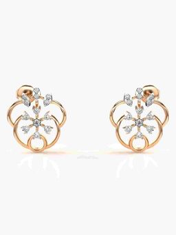 Valanova - Sterling Silver Plated with Rose Gold and Certified Lab Grown Diamond 0.33 Cts Earrings
