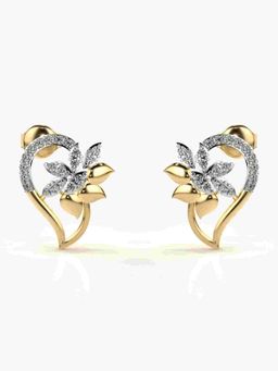 Valanova - Sterling Silver Plated with Yellow Gold and Certified Lab Grown Diamond 0.35 Cts Earrings