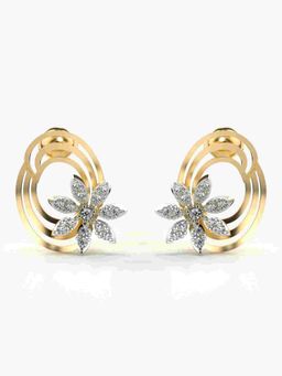 Valanova - Sterling Silver Plated with Yellow Gold and Certified Lab Grown Diamond 0.43 Cts Earrings