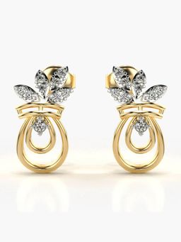 Valanova - Sterling Silver Plated with Yellow Gold and Certified Lab Grown Diamond 0.19 Cts Earrings