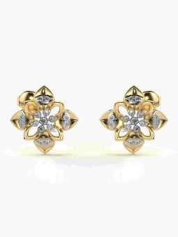 Valanova - Sterling Silver Plated with Yellow Gold and Certified Lab Grown Diamond 0.32 Cts Earrings