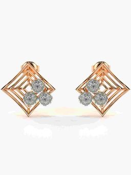 Valanova - Sterling Silver Plated with Rose Gold and Certified Lab Grown Diamond 0.34 Cts Earrings