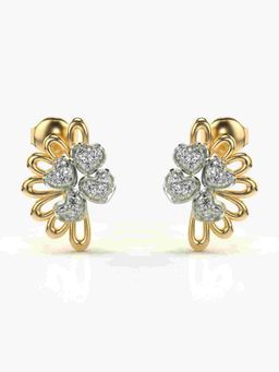 Valanova - Sterling Silver Plated with Yellow Gold and Certified Lab Grown Diamond 0.25 Cts Earrings