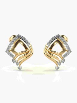 Valanova - Sterling Silver Plated with Yellow Gold and Certified Lab Grown Diamond 0.37 Cts Earrings