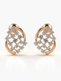 Valanova - Sterling Silver Plated with Rose Gold and Certified Lab Grown Diamond 0.34 Cts Earrings