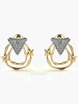 Valanova - Sterling Silver Plated with Yellow Gold and Certified Lab Grown Diamond 0.40 Cts Earrings