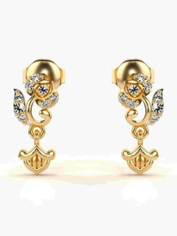 Valanova - Sterling Silver Plated with Yellow Gold and Certified Lab Grown Diamond 0.12 Cts Earrings