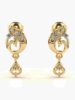 Valanova - Sterling Silver Plated with Yellow Gold and Certified Lab Grown Diamond 0.19 Cts Earrings