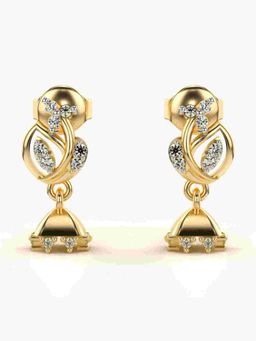 Valanova - Sterling Silver Plated with Yellow Gold and Certified Lab Grown Diamond 0.17 Cts Earrings