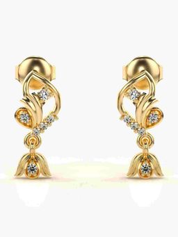Valanova - Sterling Silver Plated with Yellow Gold and Certified Lab Grown Diamond 0.13 Cts Earrings