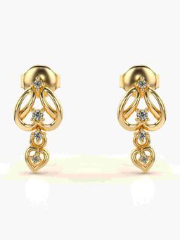 Valanova - Sterling Silver Plated with Yellow Gold and Certified Lab Grown Diamond 0.07 Cts Earrings