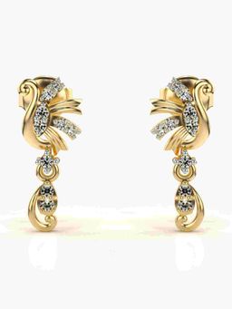 Valanova - Sterling Silver Plated with Yellow Gold and Certified Lab Grown Diamond 0.20 Cts Earrings