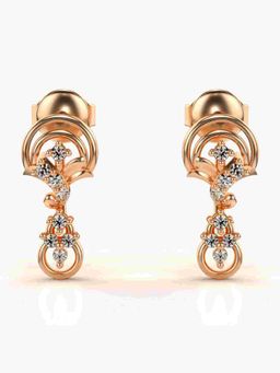 Valanova - Sterling Silver Plated with Rose Gold and Certified Lab Grown Diamond 0.16 Cts Earrings