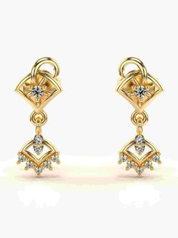 Valanova - Sterling Silver Plated with Yellow Gold and Certified Lab Grown Diamond 0.14 Cts Earrings