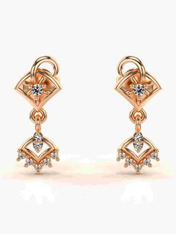 Valanova - Sterling Silver Plated with Rose Gold and Certified Lab Grown Diamond 0.14 Cts Earrings