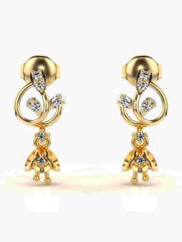 Valanova - Sterling Silver Plated with Yellow Gold and Certified Lab Grown Diamond 0.14 Cts Earrings
