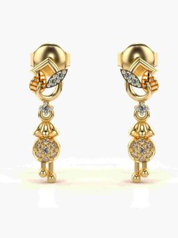 Valanova - Sterling Silver Plated with Yellow Gold and Certified Lab Grown Diamond 0.13 Cts Earrings