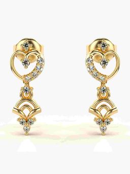 Valanova - Sterling Silver Plated with Yellow Gold and Certified Lab Grown Diamond 0.19 Cts Earrings