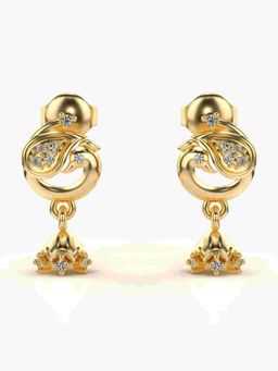 Valanova - Sterling Silver Plated with Yellow Gold and Certified Lab Grown Diamond 0.12 Cts Earrings