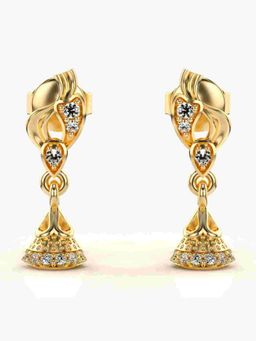 Valanova - Sterling Silver Plated with Yellow Gold and Certified Lab Grown Diamond 0.14 Cts Earrings